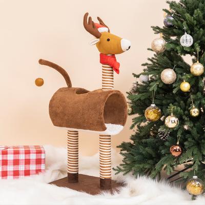 China Cat Climbing Frame Scratch Board Elk Viable Ball Paradise Cat Pet Toys Cat Tree Kitty Castle Kit With Spring for sale