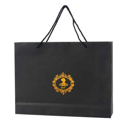 China Handmade Custom Private Shopping Tote Gift Paper Bags With Logo Printed Black Personalized Luxury Ribbon Handles For Jewelry for sale