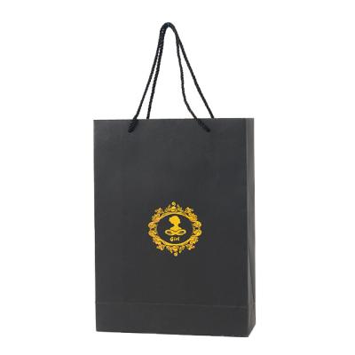 China Custom Material Handmade Matte Finish Kraft Paper Bag Logo Black Eco Friendly For Gift Shopping for sale