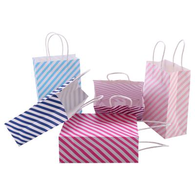 China Biodegradable Decorate Happy Birthday Gift Stripe Shopping Paper Bags Custom Print for sale