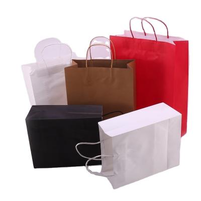 China Logo Printed Wave Stripe Custom Food Biodegradable Take Away White Gift Kraft Paper Bag for sale