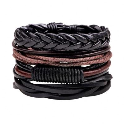 China Fashion Jewelry Charm Bracelets 2019 Stainless Steel Wrap Rope Men's Handmade Multilayer Leather Bracelets & Bangles Vintage Friend Gift for sale