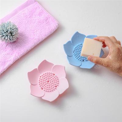 China Eco-friendly Silicone Bathroom Bar Soap Dish Case Box Sponge Holder For Kitchen Sink for sale