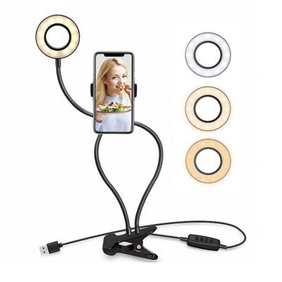 China Desktop 2-1 Adjustable Phone Hodler with Ring Fill Light for Selfie Photography with Lazy Bracket for Live Stream for sale