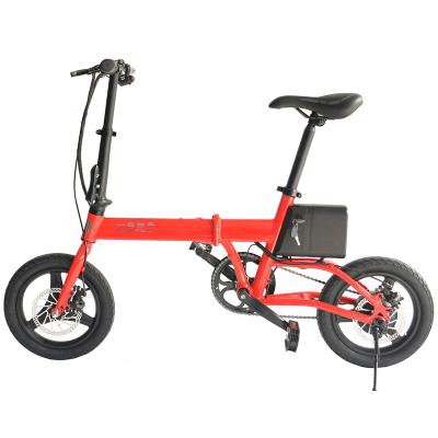 China Chinese Classic Alloy 14 Inch 350W Ladies DC Motor Aluminum Rechargeable Folding Electric Bike for sale