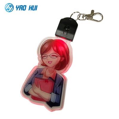 China Durable Wholesale Custom Acrylic LED Keychains With UV Colorful Printed Anime 3D Shaped Keyring Pendant for sale