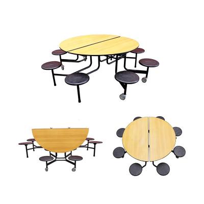 China School Desk 8 Seats Around Folding Dining Table Set for sale