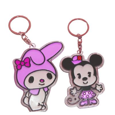 China Bulk Wholesale Metal+plastic Manufacturers Cheap Custom Pink PVC Printed Logo Trolley Key Chain for sale