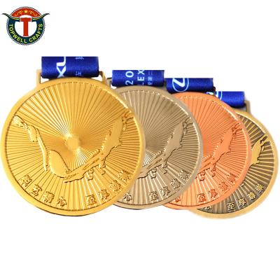 China 2d Metal Europe Military Swimming Gold Sports Medal Running Medal Custom Marathon Running Medal With Ribbon for sale