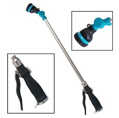 China Variable Flow Control Metal Soft-Rain Spray Wand with Rotating Head and Trigger Ergonomic Garden Hose Spray Lance for sale