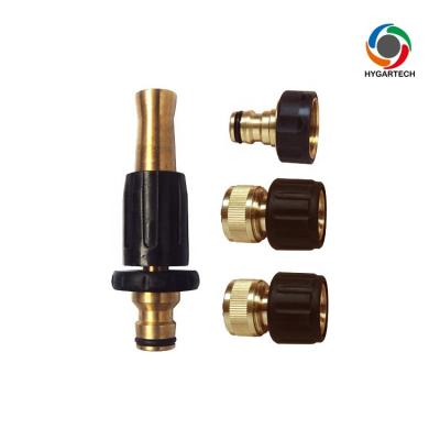 China Hot water wash or garden watering hot water brass spray nozzle, kit with coupling, faucet connector and spray nozzle for sale