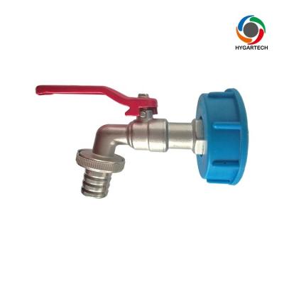 China Used To Collect Tank Outboard Brass Ball Valve With IBC Plastic Blue Adapter for sale