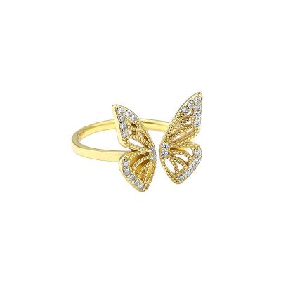 China Romantic Sterling Silver 925 Butterfly For Women Open Rings for sale