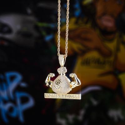 China Hiphop HipHop Jewelry Silver Power Zircon Necklace Pendant Gifts for sale