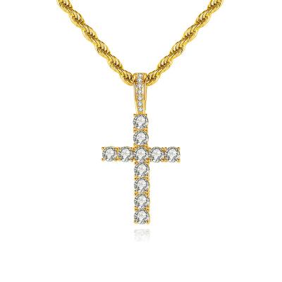 China Street Men's Hip Hop Hiphop Zirconia Cross Fashion Brass Inlaid Punk Accessories Personality Pendant Necklace Jewelry for sale