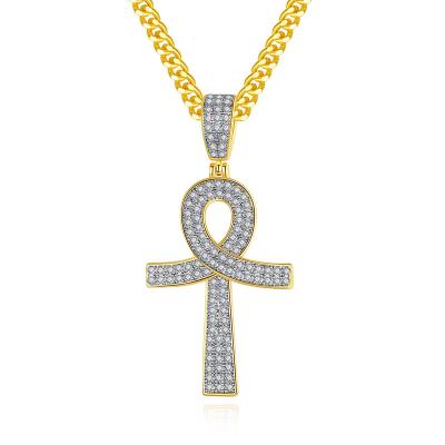 China Hiphop brass and euro American punk young men's accessory necklace zircon hip hop fashion jewelry cross pendant pendant for sale