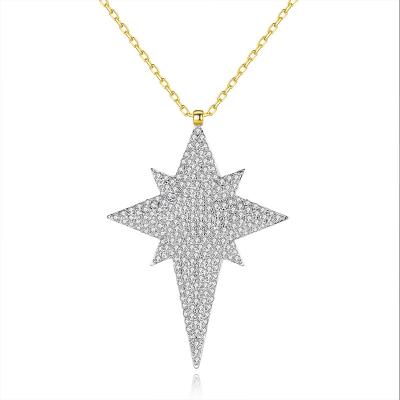 China Hiphop Hiphop Men's Fashion Iced Out Gold Bling Full Crystal Star Necklace Large Gift Chain Party Brass Pendant With Zircon for sale