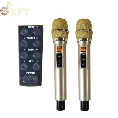 China XFY DOUBLE Handheld Microphone UHF Wireless Microphone with ECHO BASS and Display Factory Supply UHF Wholesale Microphone for sale