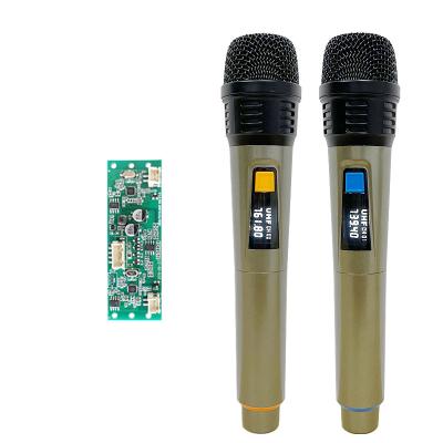 China Microphone Trolley Speaker VHF Handheld Microphone With Receiver Panel Portable Karaoke OEM Microphone With Led Display Cheap Price for sale