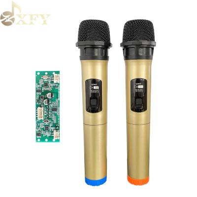 China Wholesale Microphone Handheld Factory Design New VHF Microphone With Receiver Panel For Karaoke Portable Wireless Dual Microphone Cheap Price for sale