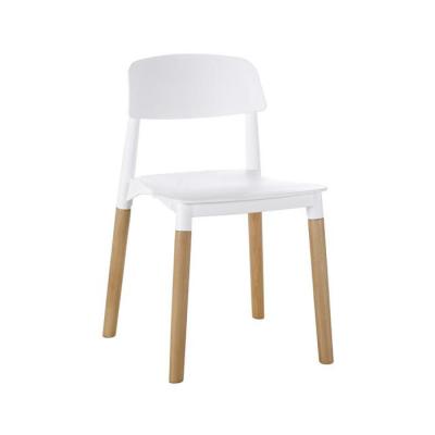 China Cheap Modern Stackable PP+wood Legs PP Seat Outdoor Office Cafe Dining Plastic Chair With Wooden Legs for sale