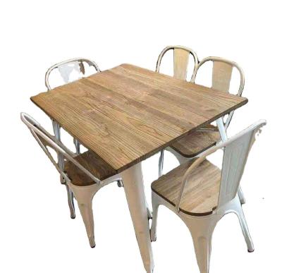 China (Top Designs Other)Cheap Iron Metal Frame Restaurant Furniture Dining Room Adjustable Wooden Dining Table for sale