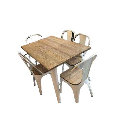 China (Others)cheap vintage metal restaurant furniture adjustable imported rectangular wooden top dining tables for sale for sale