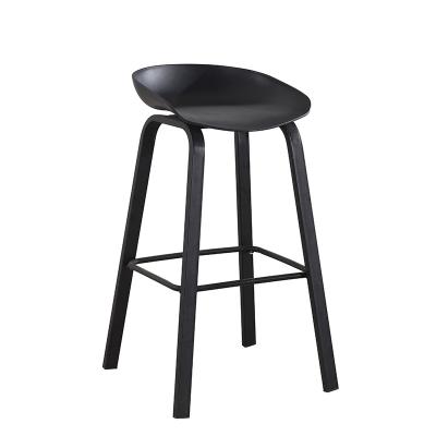 China Bar Stool Customized Cheap Used Plastic Wood Leg Modern Kitchen Furniture PP High Feet Bar Counter Stools for sale