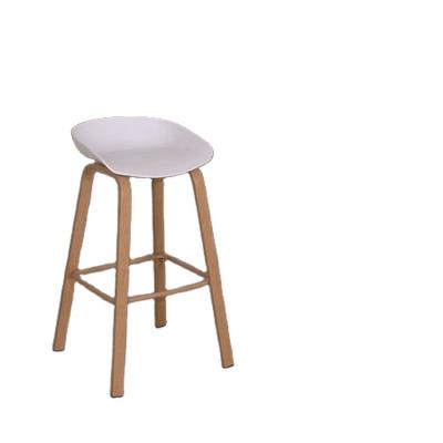 China Contemporary Cheap Modern Wooden Frame Seat Bar Stool Bar Counter High Plastic Plastic Chair For Sale for sale