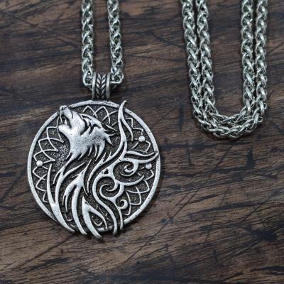 China Norse Punk Viking Howling Slavic Wolf Necklace Vintage Christmas Gifts Party Jewelry for sale