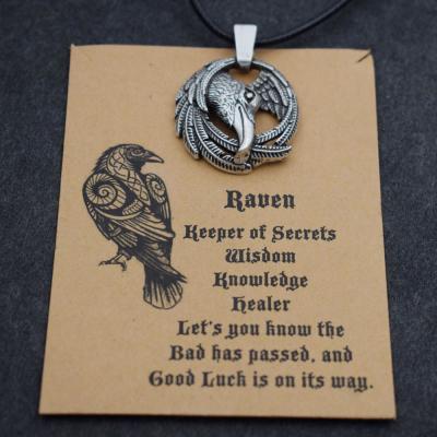 China CLASSIC Animal Raven Necklace Viking Jewelry Spirit Animal Faith Gift With Map for sale