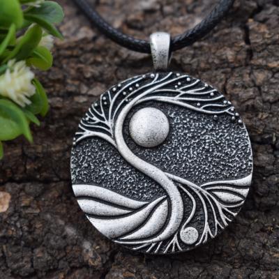 China Unisex Fashion CLASSIC Double Side Tree Yin Yang Creative Vikings Pendant Amulet Life Necklace Jewelry for sale