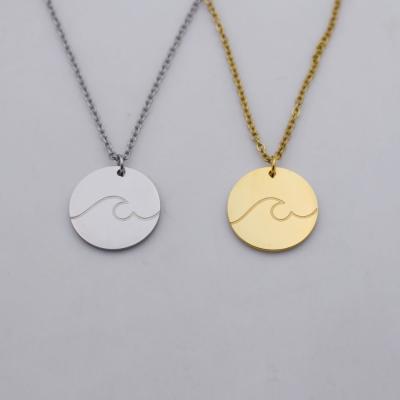 China CLASSIC Surfing Stainless Steel Surf Necklace Circle Coin Surfer Jewelry for sale