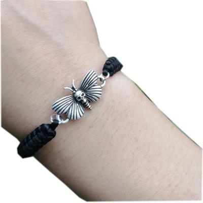 China Handmade Gothic Revival Witchy Moth Braid Dead Head Bracelet for sale