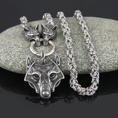 China CLASSIC Stainless Steel Mjolnir Thor's Hammer Viking Stainless Steel Wolf Necklace for sale