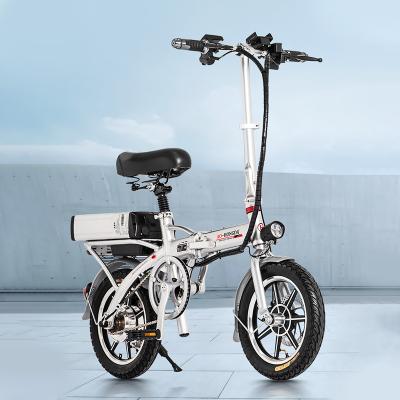 China Aluminum alloy EcoRider 14 inch 48v lithium battery fast folding electric bicycle 2 wheel moped electric scooters electric bicycleold for sale