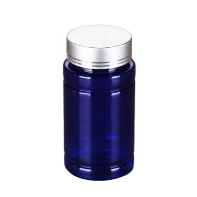 China 150ml Blue Medicine Pet Pill Pharmaceutical Container For Vitamin,Empty Bamboo Shape Plastic Capsule Bottle With Gold Silver Screw Cap for sale