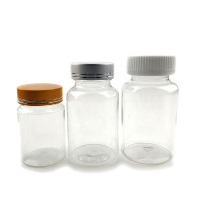 China Colorful Recyclable Empty White Plastic Silver Head Medicine Vitamin Bottle 150cc 300ml With Metal Lids for sale