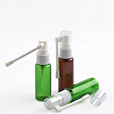 China Medicine Factory Wholesale Oral Spray Bottle With Oral Dipper / Plastic PET Throat Spray Bottle for sale