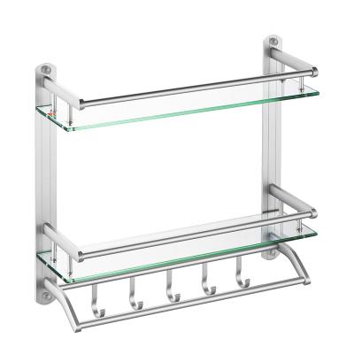 China L1707-2D 2 Corner Glass Shelf Bathroom Shelf Bathroom Binding Type Aluminum Shelf Glass Shelf Wall Mounted Type for sale