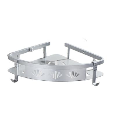 China Wall Mounted Type Aluminum Bath Rack Bathroom Basket Corner Shelf With Hooks L08-5-1d for sale