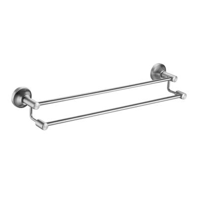 China Fashion SUS304 Stainless Steel Double Towel Rail Bathroom Towel Rack Brushed Nickel for sale