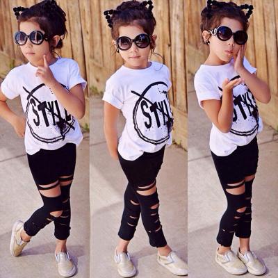 China Wholesale Bulk Breathable Kids Clothing Set Cute Baby Summer Clothes Stylish Fashion Kids Girls Boutique Clothing Sets for sale