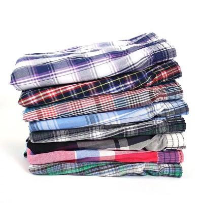 China Antibacterial Hot Mens Underwear Boxers Shorts Comfortable Homewear Cotton Sleep Briefs Quality Casual Plaid Loose Striped Arrow Panties for sale