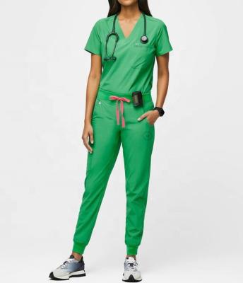 China Colorful Hospital Hospital Short Sleeve Medical Nurse Tunic Shirt Polyester Spandex Scrubs Uniforms 2 Pcs Sets Sweatpants for sale