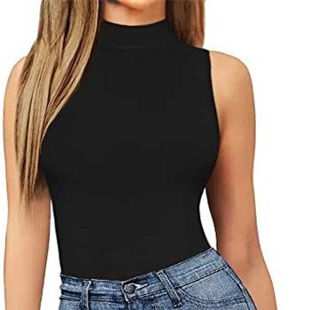 China QUICK DRY Hot Sale Women's Turtle Neck Mock Tank Top Jumpsuit Sleeveless Overalls for sale