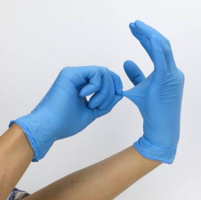 China Medium Disposable Nitrile Gloves , Durable Nitrile Exam Gloves Blue Color for sale