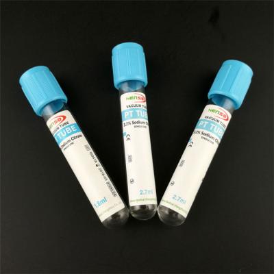 China Anticoagulant Sodium Citrate Blue Top Tubes Collection Vial for sale