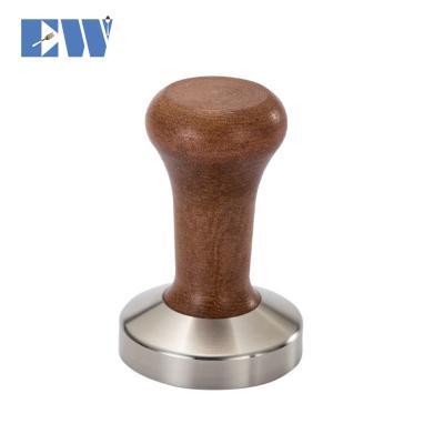 China Sustainable 58mm Coffee Tamper With Wooden Handle Flat Base for sale