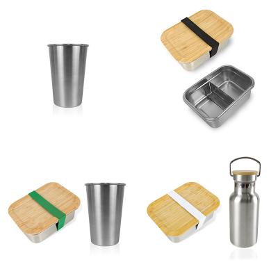 China Freshness Preservation IKITCHEN Food Grade Stainless Steel Cups For Kids Stainless Bento Box Lunch Box With Lid And Bamboo Band for sale